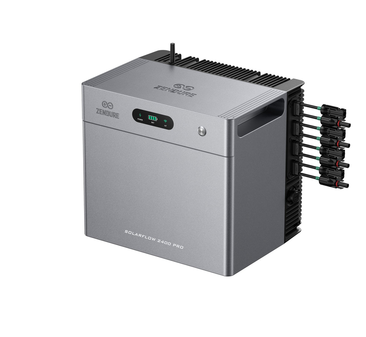 SolarFlow 2400 Pro, vista lateral con entradas solares