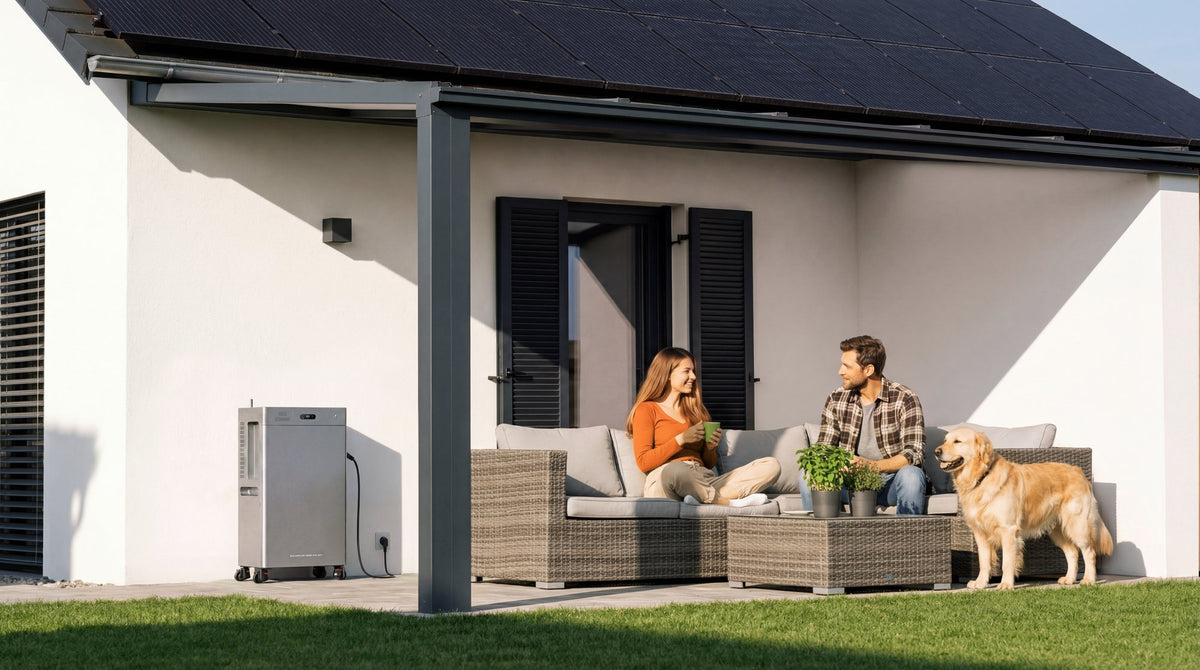 Batería Zendure en el jardín de una vivienda